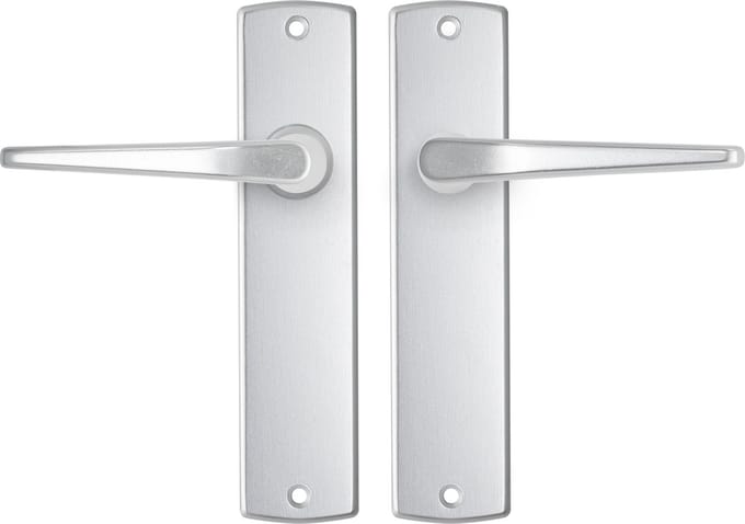 AXA Binnendeurbeslag set (Curve) Aluminium: Kruk (model Duim) op schild