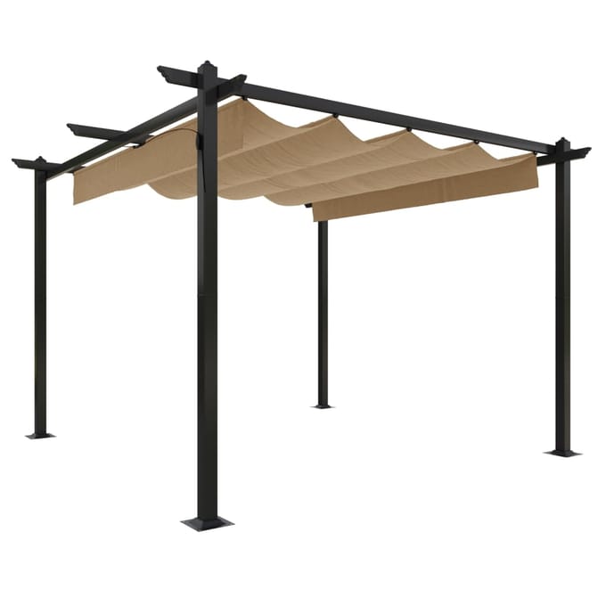 vidaXL - Tuinprieel - met - uittrekbaar - dak - 3x3 - m - taupe