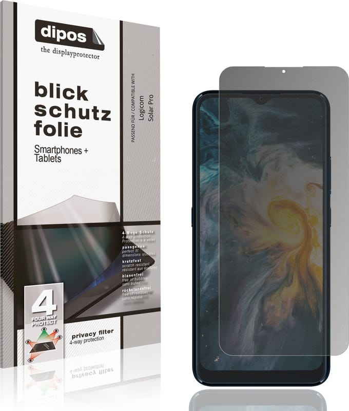 dipos – Matte Privacy Screenprotector geschikt voor Logicom Solar Pro | Anti-Spy Beschermfolie