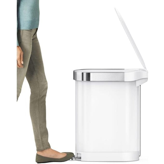 Simplehuman 45L slanke pedaalemmer, wit