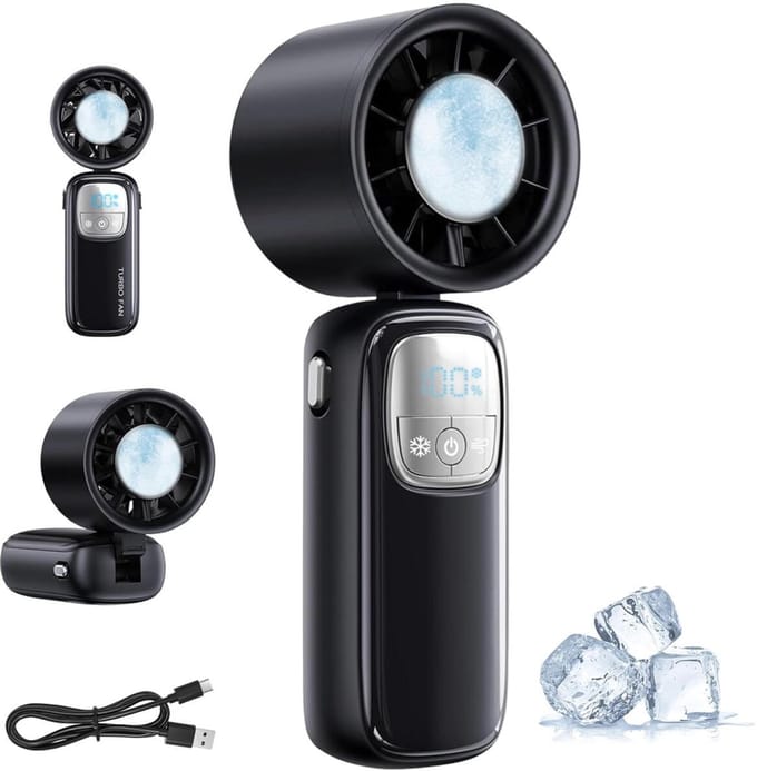 Handventilator - Ventilator Met Waternevel - Mini Fan Oplaadbaar - Portable fan Mini ventilator - Draagbare Ventilator - LED Display - Kleine USB-ventilator - handventilator oplaadbaar