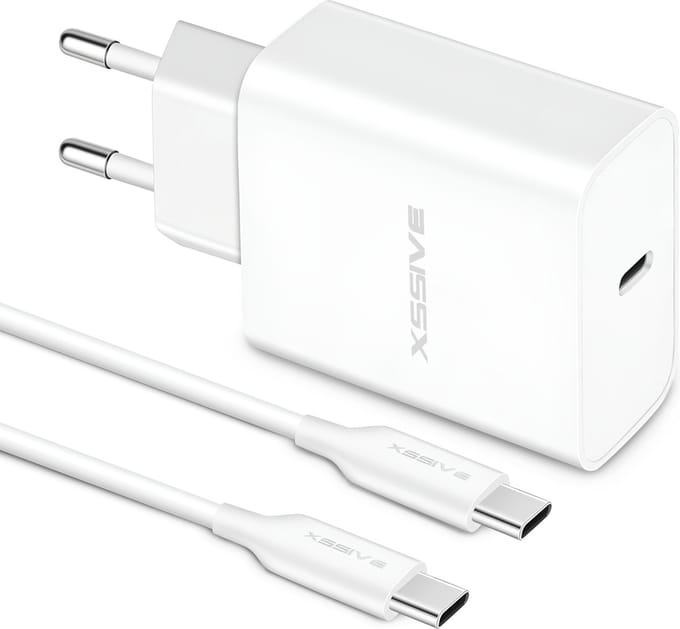 USB C Adapter 25W snellader met USB C naar USB C kabel - 1 Meter - Geschikt voor Samsung Galaxy Tab A7, A8, A9, S20, S24, S23, S22, S21 FE Ultra Plus
