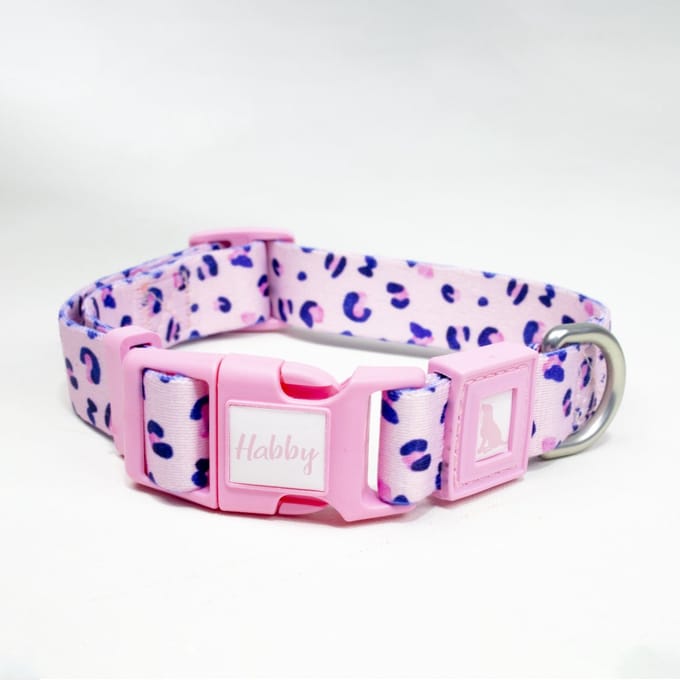 Luxe Halsband voor Honden-Verstelbaar 32 Cm-43 Cm x 2 Cm-Pink Leopard