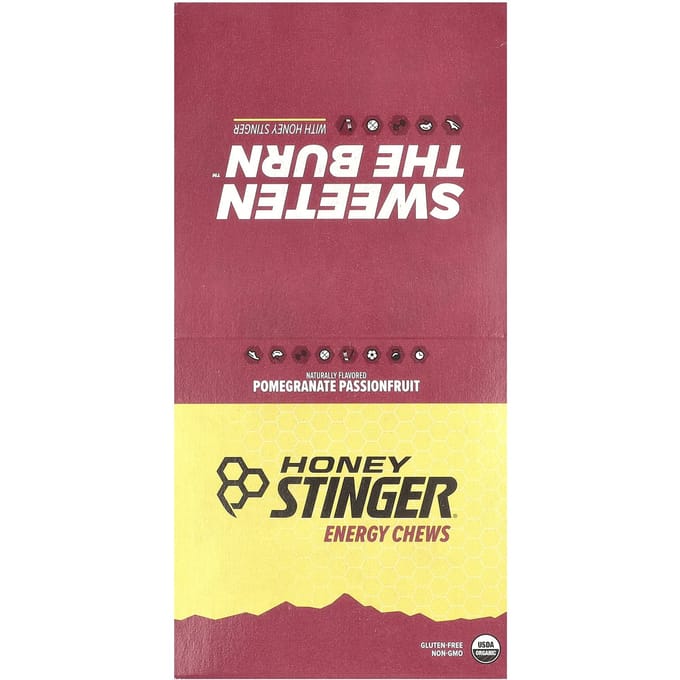 Honey Stinger, Chews Énergétiques, Grenade Fruit de la Passion, 12 sachets, 50 g (1,8 oz) chaque