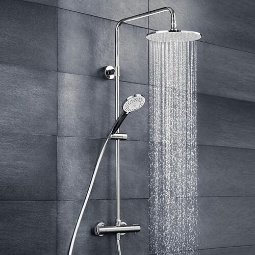 HSK Shower-Set Model RS 100 thermostat, overhead shower flat, round 25 cm, 1003600