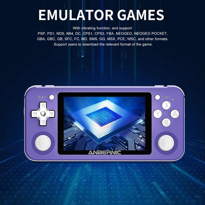 ANBERNIC draagbare gameconsole, draagbare gameconsole met 3,5 inch IPS-scherm dubbele 3D-rocker wit