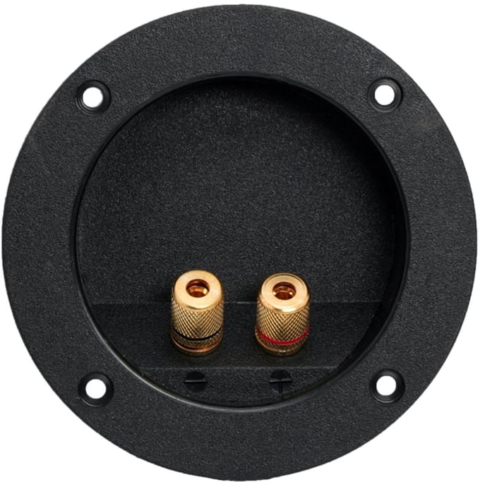 2x Luidspreker Aansluiting 2-Polig – Vergulde Speaker Socket Inbouw – Schroefbare Luidspreker Connector (105 mm) - 2 Stuks [05184]