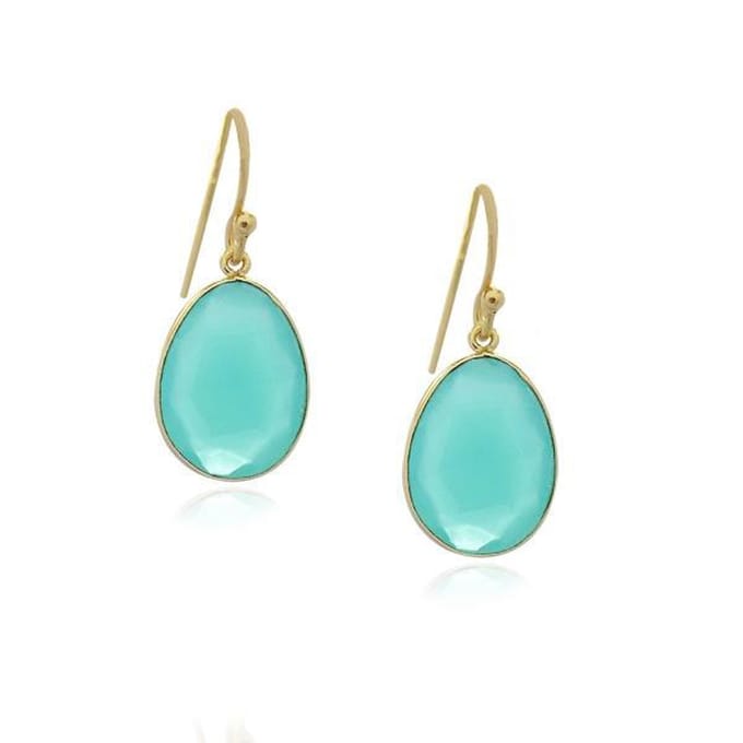 SilverGems Geel goud vergulde oorhangers met Chalcedoon edelstenen