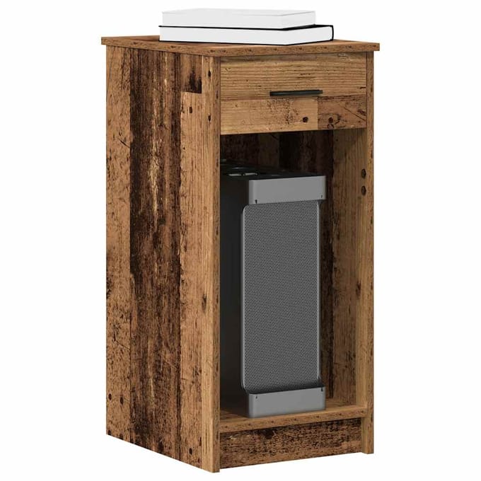 vidaXL - Computertorenstandaard - met - lade - 35x45x77 - cm - oud - houtkleurig