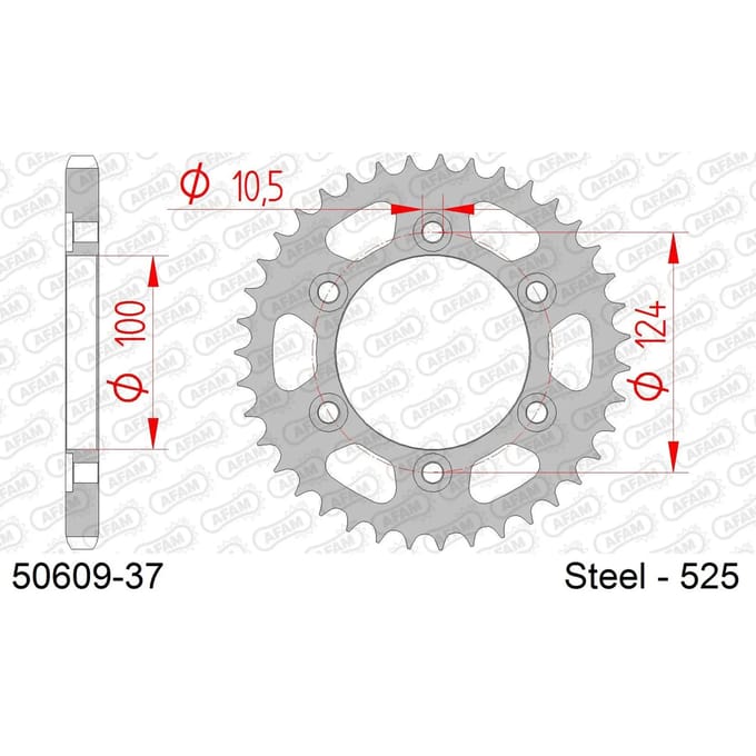 Stalen motortandwiel achteraan Afam 525 37 dents