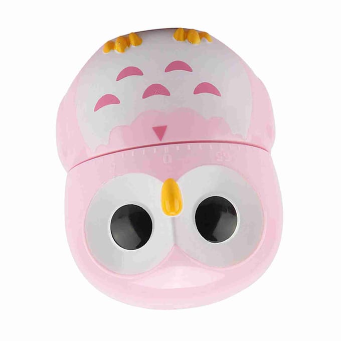 Leuke Uil Vorm Keuken Handmatige Timer Mechanische Thuis Koken Tellers Klok(Roze) Pink white