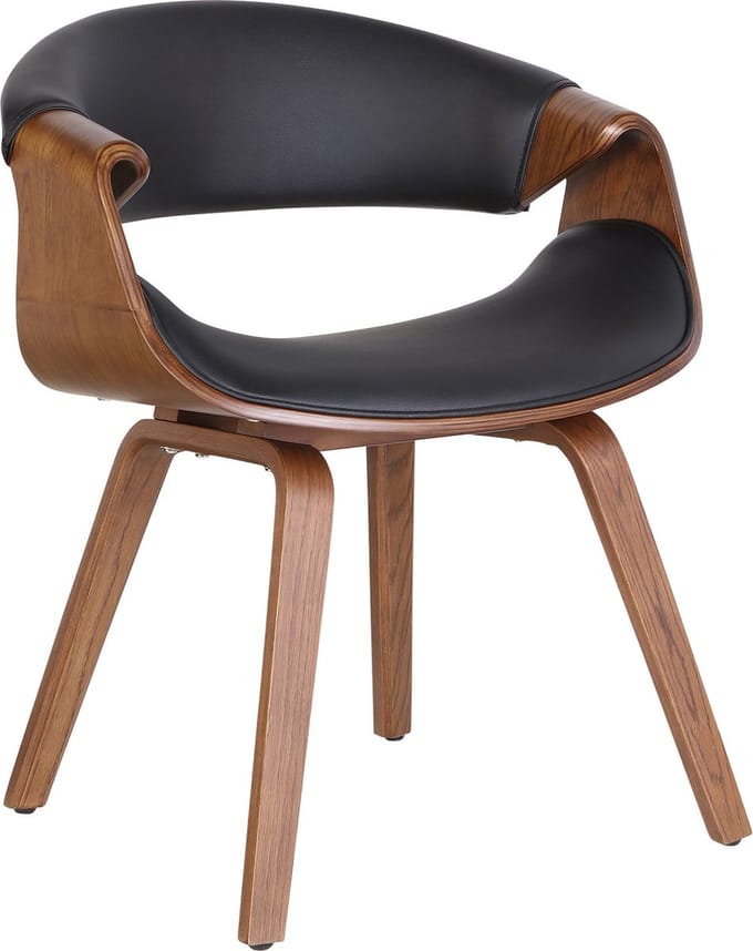 CLP Foley Eetkamerstoel - Met armleuning - Houten frame - zwart Kunstleer