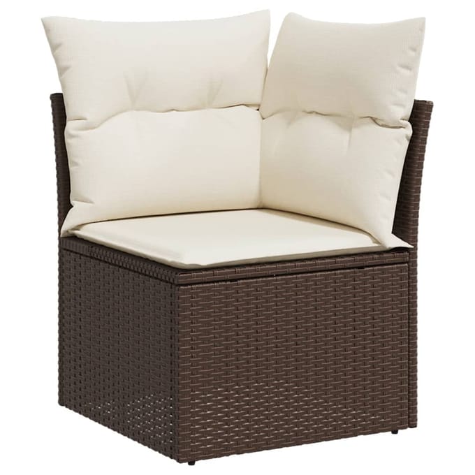 vidaXL - 9-delige - Loungeset - met - kussens - poly - rattan - bruin