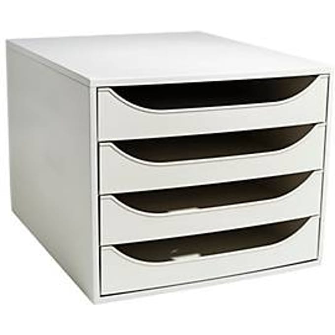 Exacompta ECOBOX ladebox 4 laden grijs, A4/A4+, open front, stil, veiligheidsstop
