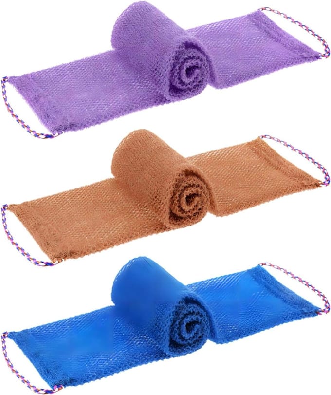 Douche Net - Peeling Spons - Huid Reinigen - Sneldrogend Materiaal - 75 cm Lengte - 3 Kleuren