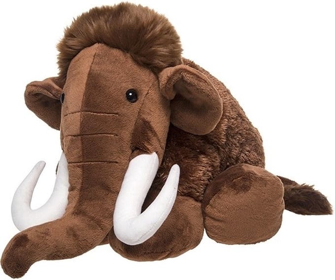 Pluche mammoet knuffel - 40 cm - bruin - prehistorisch - knuffeldier - voor kinderen - ijstijd