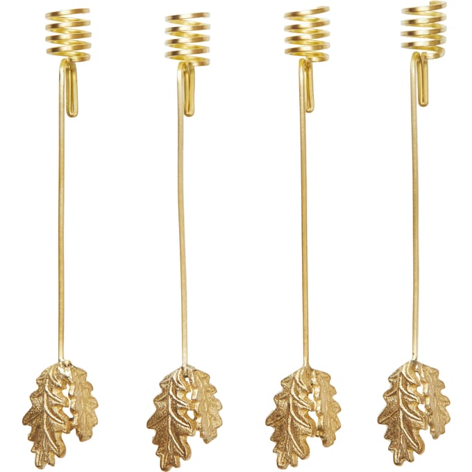 Ferm Living - Kerstboom kandelaar Eikenblad (set van 4) - goud