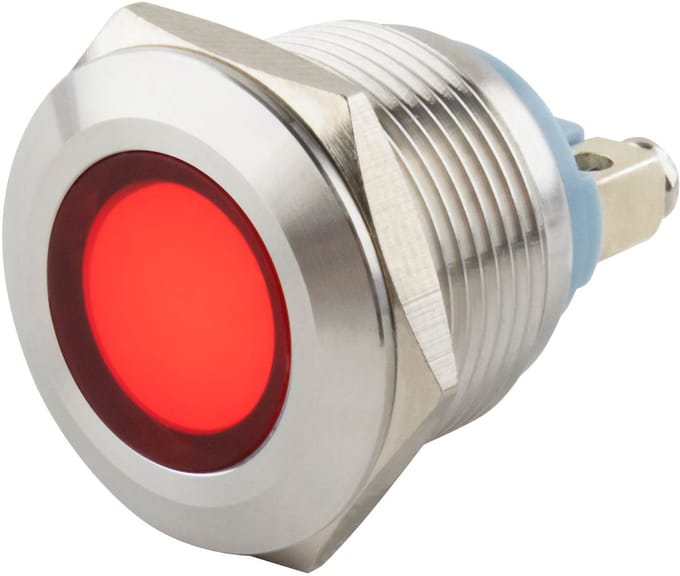 Led indicator | ø 19 mm. | 6-24 Volt DC/AC | Rode uitvoering