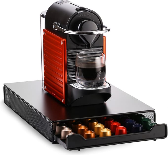 Behave Capsulehouder - Uitschuifbare lade - Cuphouder - Zwart - Geschikt voor 60 Nespresso capsules