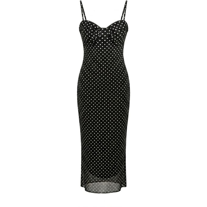 Strapless Polkadot Tüll Midi-jurk