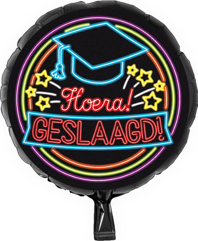Folieballon - Geslaagd - Neon - Zonder vulling