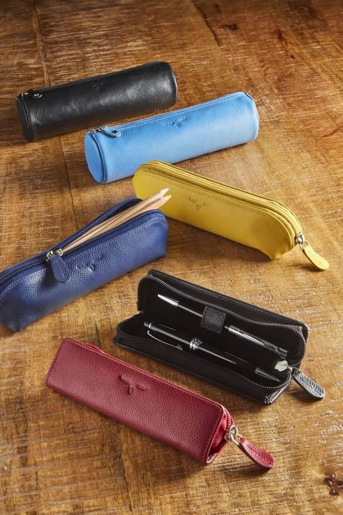Pen Etui Maverick met ritssluiting - rond - Geel
