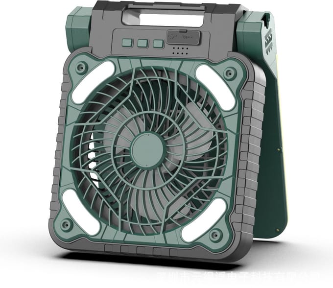 Camping Zonneventilator, Draagbare Koelventilator, Zonne- & Batterijvoeding, 5200mAh