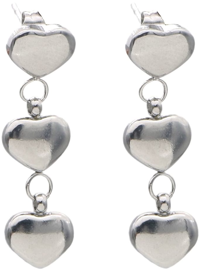 Oorbellen - RVS - hartjes - 3,5 cm