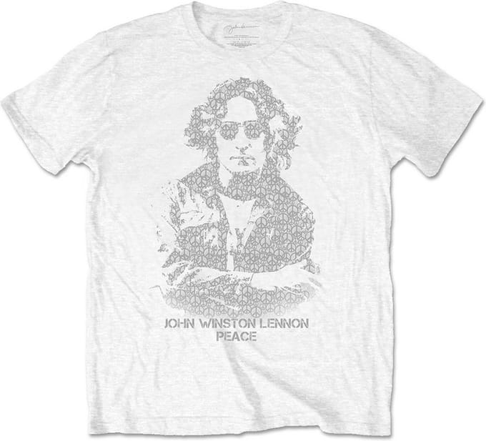John Lennon - Peace Heren T-shirt - L - Wit