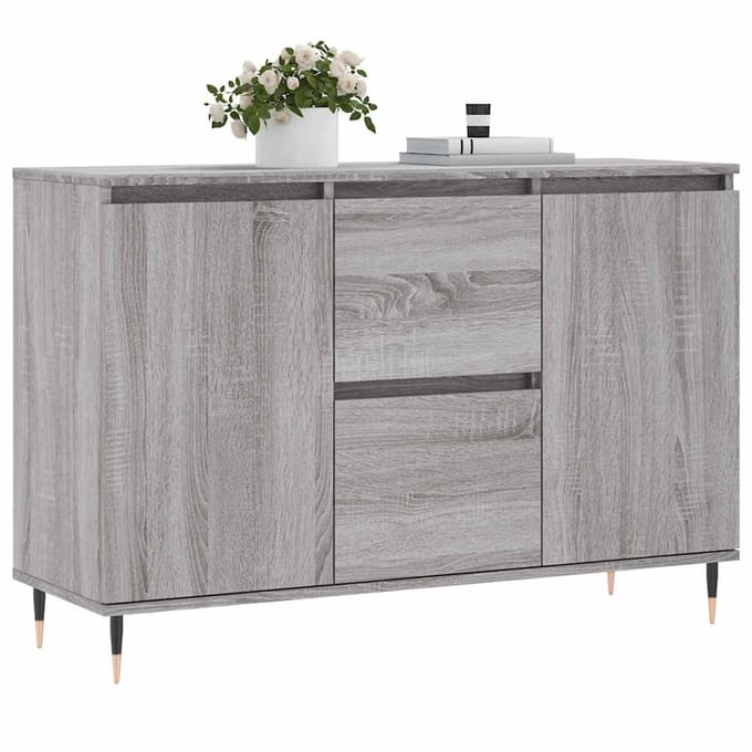 vidaXL - Dressoir - 101,5x35x70 - cm - bewerkt - hout - grijs - sonoma - eikenkleurig