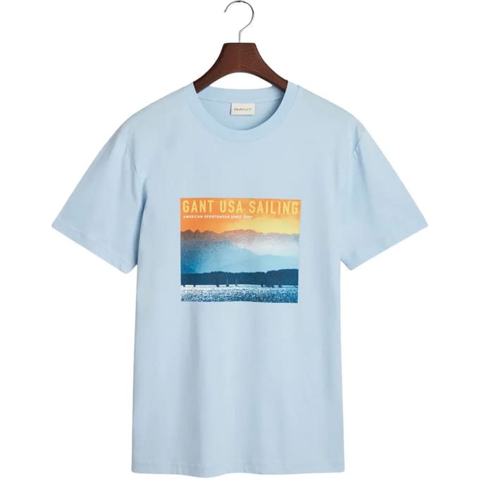 Gant Placed Graphic T-shirt Met Korte Mouwen Blauw M Man