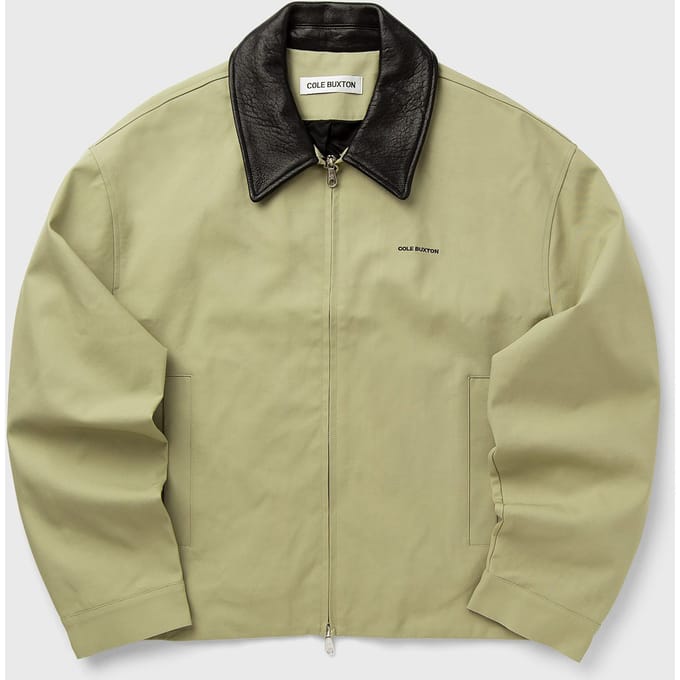 LEATHER COLLAR COTTON OVERSHIRT