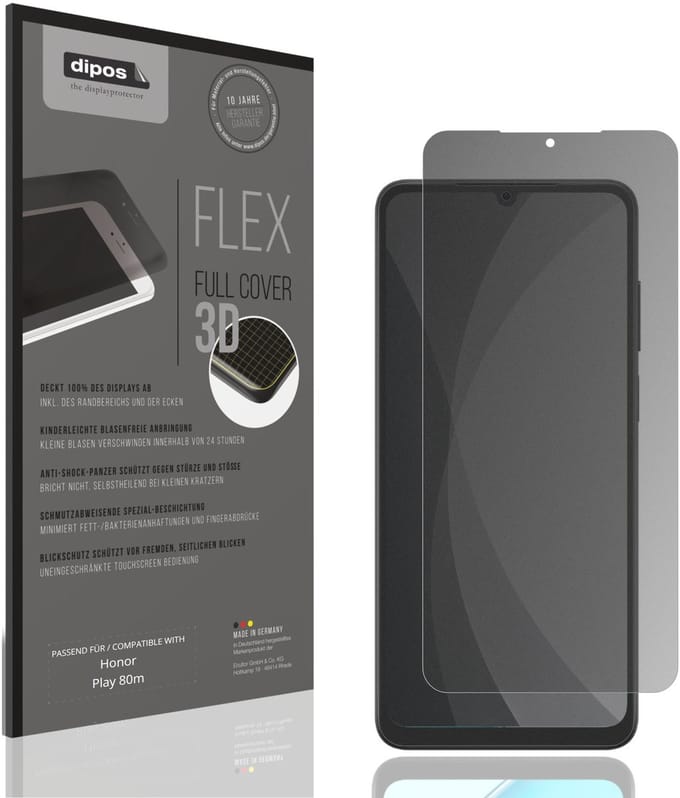 dipos FLEX – Matte Privacy Screenprotector geschikt voor Honor Play 80m | Volledige Schermbescherming | Case-Friendly