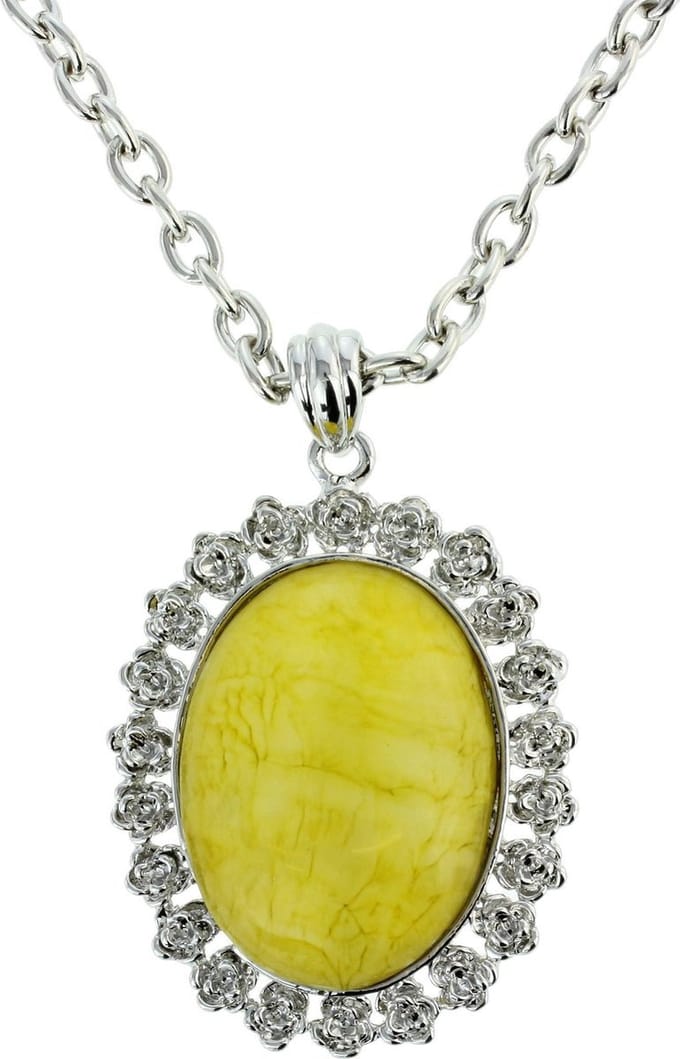Behave Ketting met ovale hanger geel