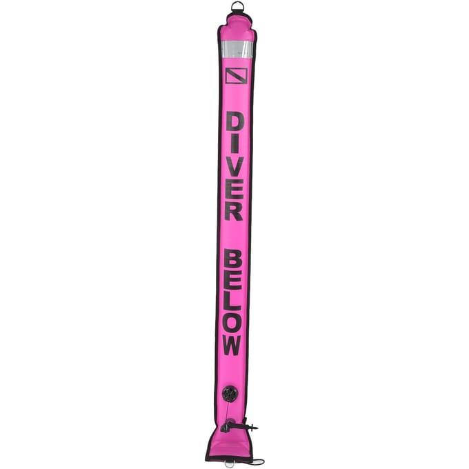 Bouée de Signalisation de Surface de Plongée Sous-Marine 150x15cm Haute Visibilité Gonflable Tube de Signalisation de Surface Roseate pink