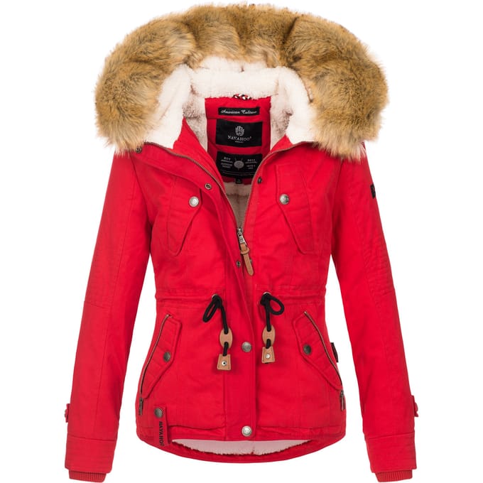 Navahoo Dames Winterjas Pearl – Korte Parka met Teddyfleece & Afneembare Bontkraag