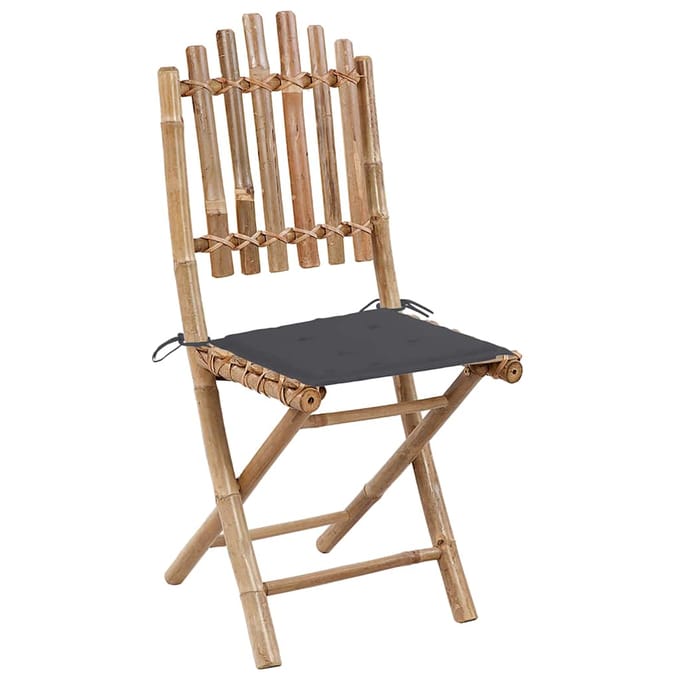 vidaXL - 5-delige - Tuinset - inklapbaar - met - kussens - bamboe