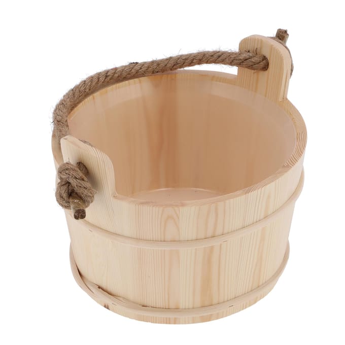 6L Sauna Emmer SPA Stoomruimte Accessoire Hoge Capaciteit Houten Vat voor Douche Zwembad beige