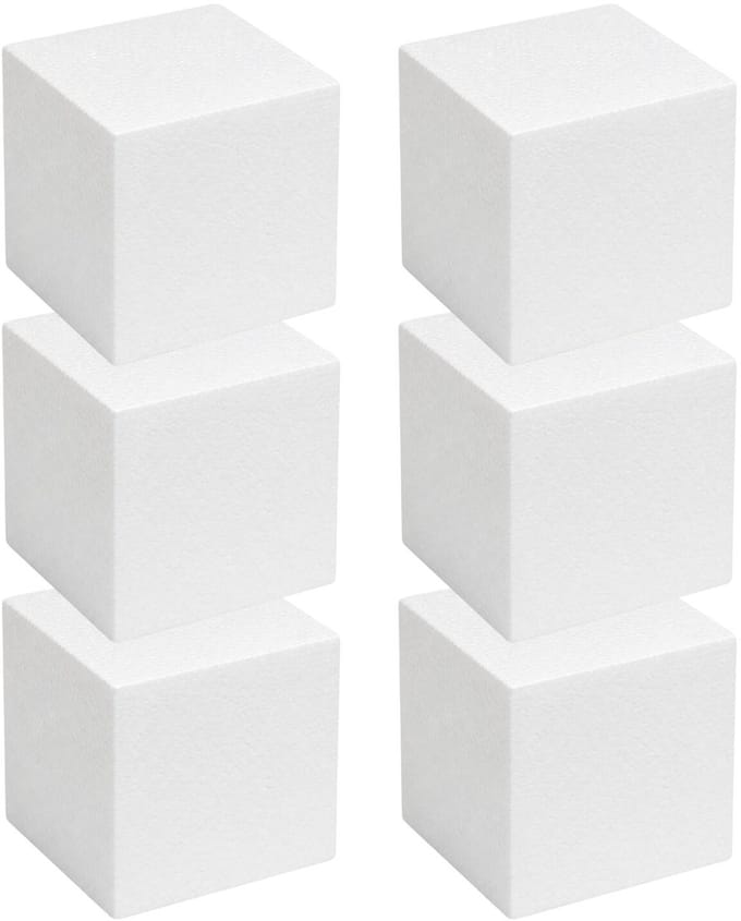 Piepschuim vormen - kubus - 6x - 10 x 10 x 10 cm - styropor hobby / DIY vorm - basis knutselfiguren