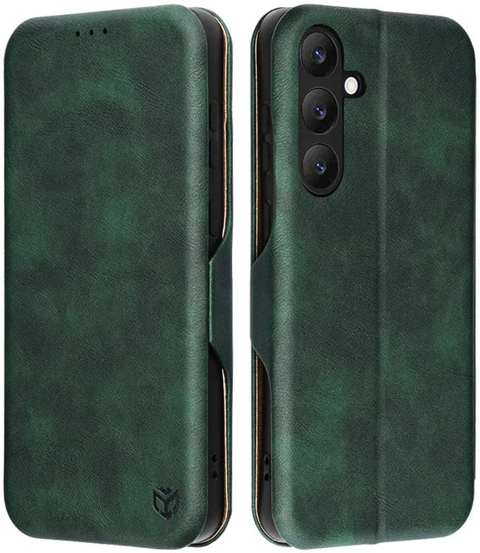 Hoesje geschikt voor Samsung Galaxy S25 FE - Techsuit Safe+ Book Wallet Case - Donkergroen