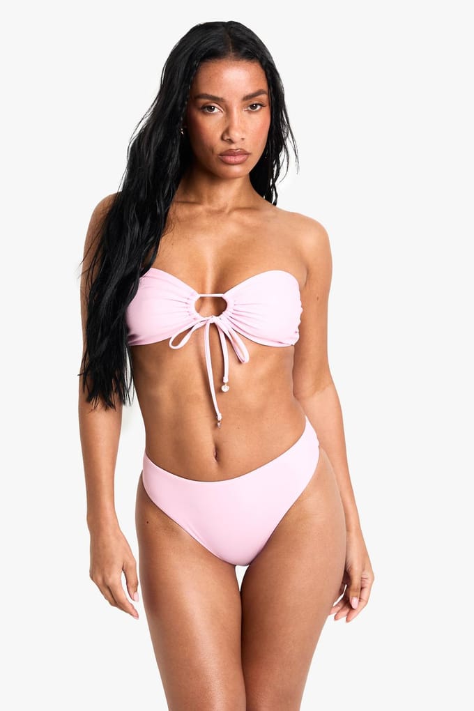boohoo Dames Shell Pearl Trim Bandeautop | Baby Roze | Maat: 36