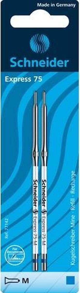 Schneider balpenvulling - Express 75 - penpunt M - blauw - blister a 2 stuks - S-77142