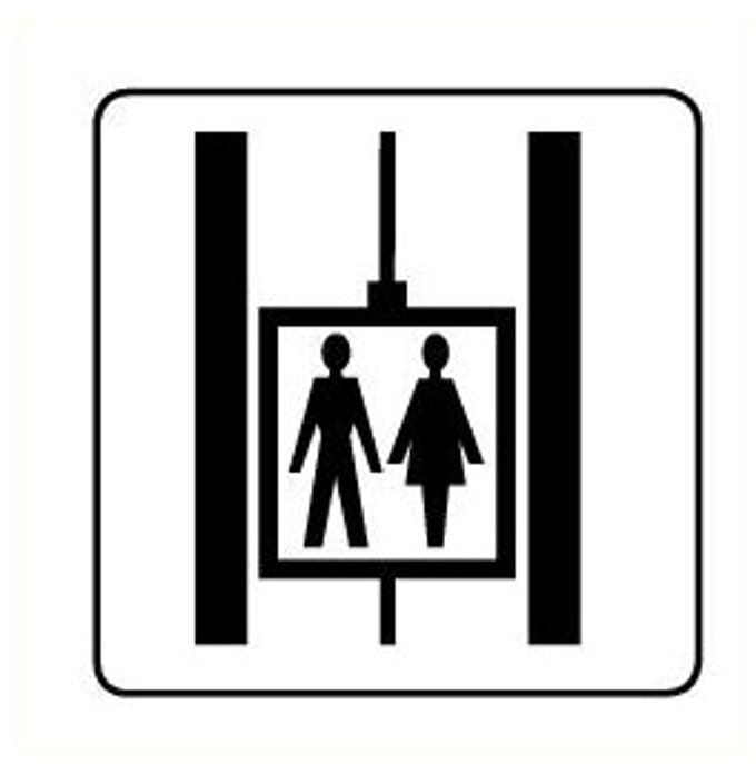 Gezamenlijke lift sticker, wit zwart 150 x 150 mm