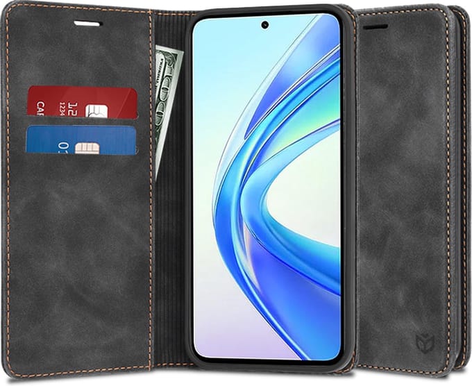 Hoesje geschikt voor HONOR 90 Smart/X7b - Techsuit Confy Book Wallet Case - Zwart