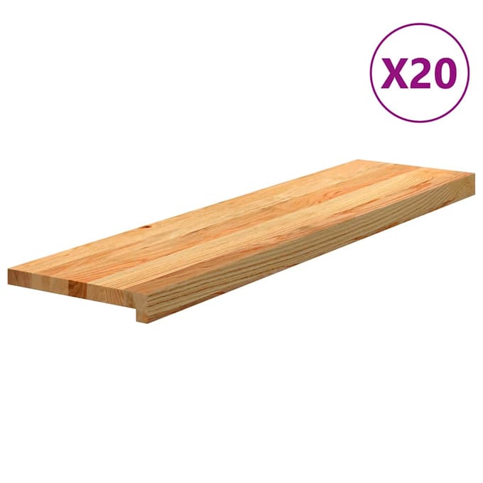 vidaXL - Traptreden - 20 - st - 100x30x2 - cm - massief - eikenhout - lichtbruin