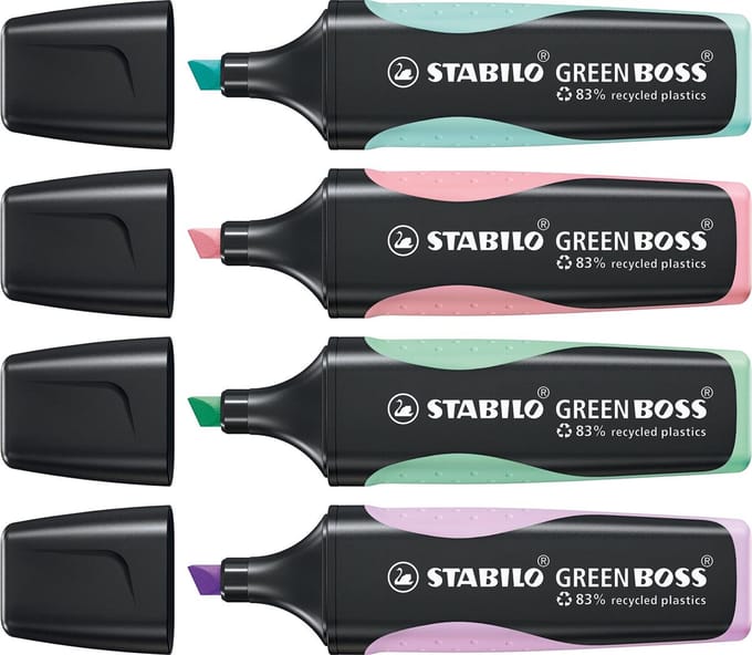 Markeerstift stabilo green boss 6070/4 4st pa ass | 5 stuks