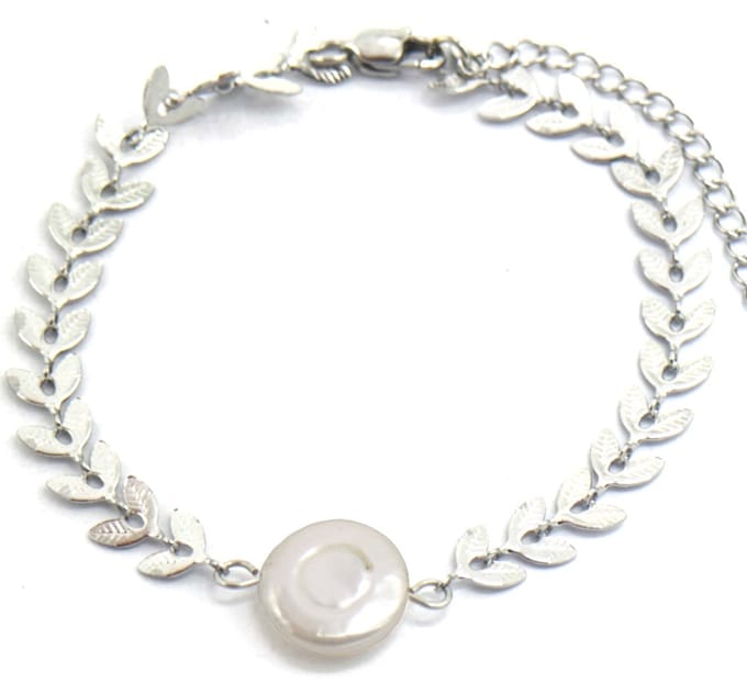 Armband Dames - Lauwerkrans - RVS - Lengte 16-19 cm - Zilverkleurig