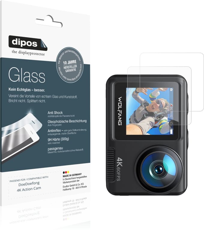 dipos – 2x Matte Pantserfolie geschikt voor DoeDoefong 4K Action Cam | 9H Screenprotector