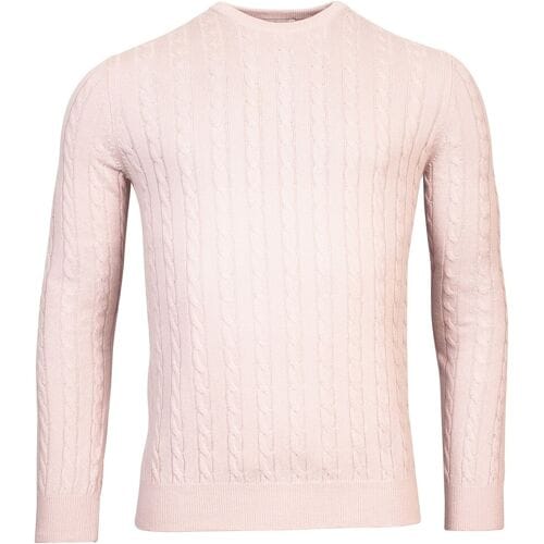 Thomas Maine Trui Cashmere Crew Neck Single Knit Cable Pattern Licht Lila / male