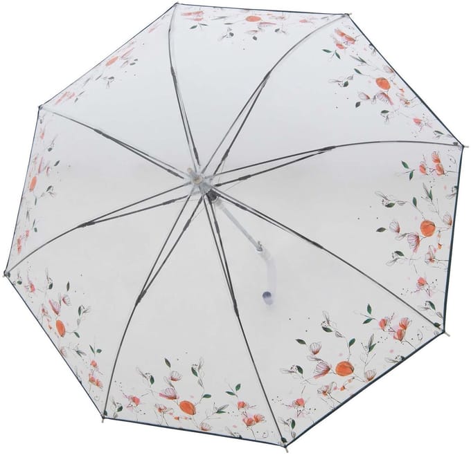 doppler paraplu Fiber Long AC Transparent Floral Dreams transparant